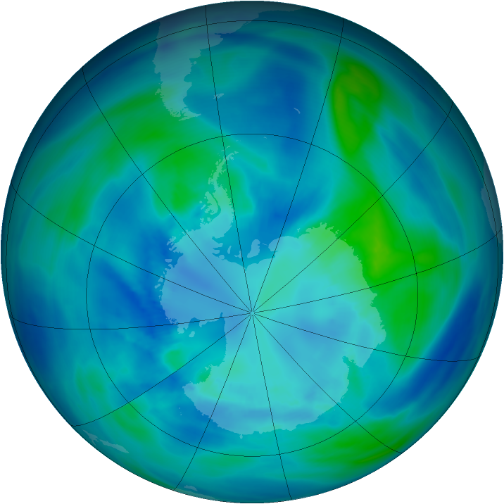 Antarctic ozone map for 06 April 2007